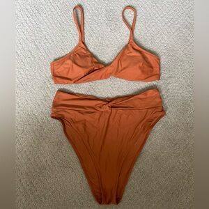 Aerie twist knot burnt orange bikini set